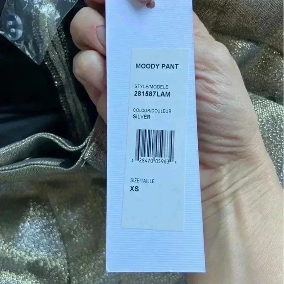 NWT Ronny Kobo Moody Metallic Lamé Seamed Straight Leg Pants size XS - Picture 7 of 10